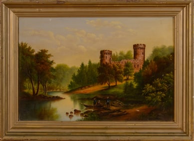 European School Painting With Castle.