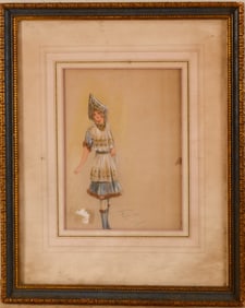 1913 Watercolor of a Russian Girl.