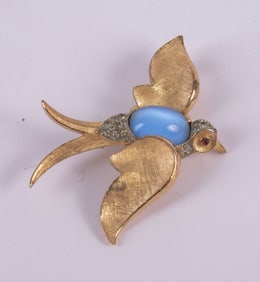 Trifari Jelly Belly Bird Brooch.