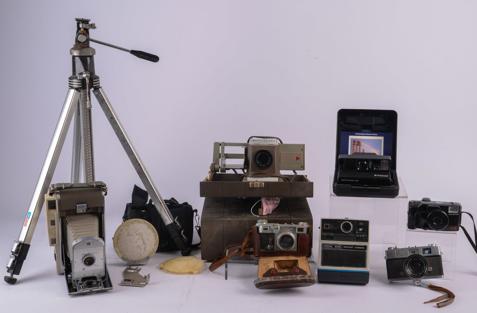 Collection of Cameras.: Polaroid Land Camera, Zeiss Ikon, and others. Untested.