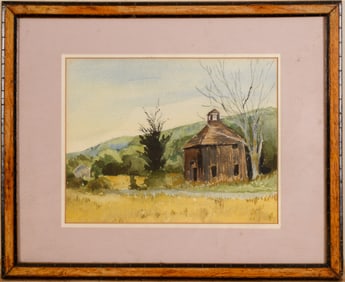 New England Watercolor of a Barn.