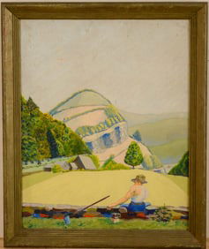 Mid Century Painting of a Farm Hand.