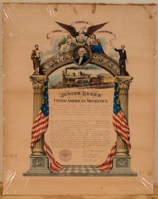 Junior Order of United American Mechanics Certificate.
