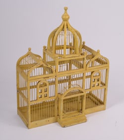 Small Birdcage in Yellow Paint.