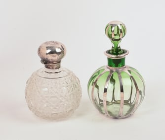 Two Silver Mounted Perfume Bottles.