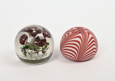 Two Blown Glass Paperweights.