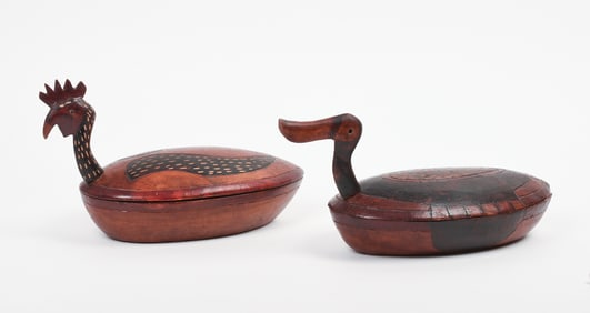 Two Bird Form Covered Dishes.