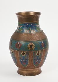 Brass and Cloisinee Japanese Vase.
