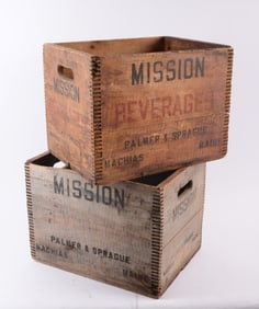 Two Mission Beverages Crates.