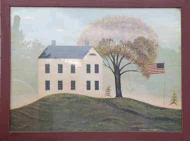 Warren Kimble Print of Old School House on a hill