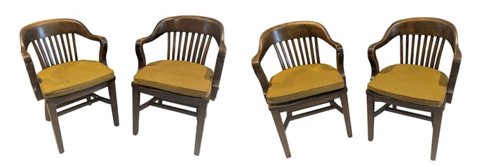 FOUR SIKES ARMCHAIRS WITH CUSHIONS.