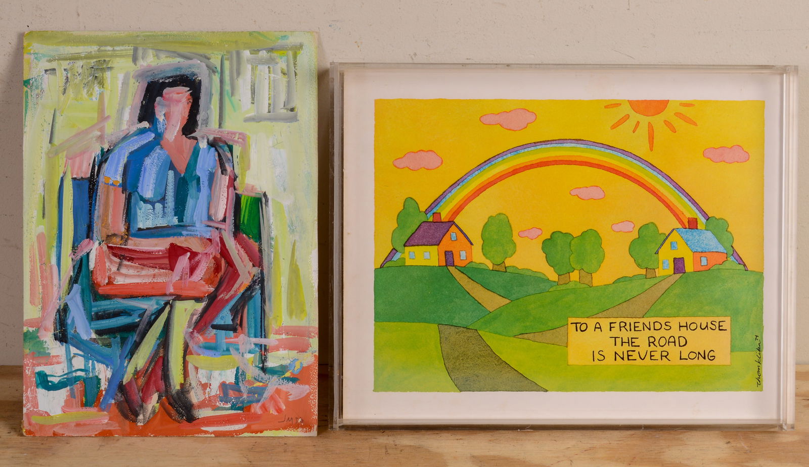 Modern Portrait of a Woman and a Print.: Portrait 12 x 9 inches.