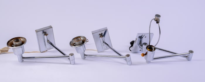 Three ChromeSwing Arm Wall Sconces