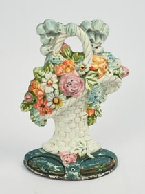 Cast Iron Flower Basket Doorstop.