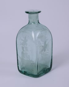 Small Blown Glass Bottle With Ship.