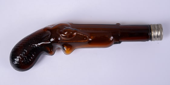 Pistol Form Glass Flask.