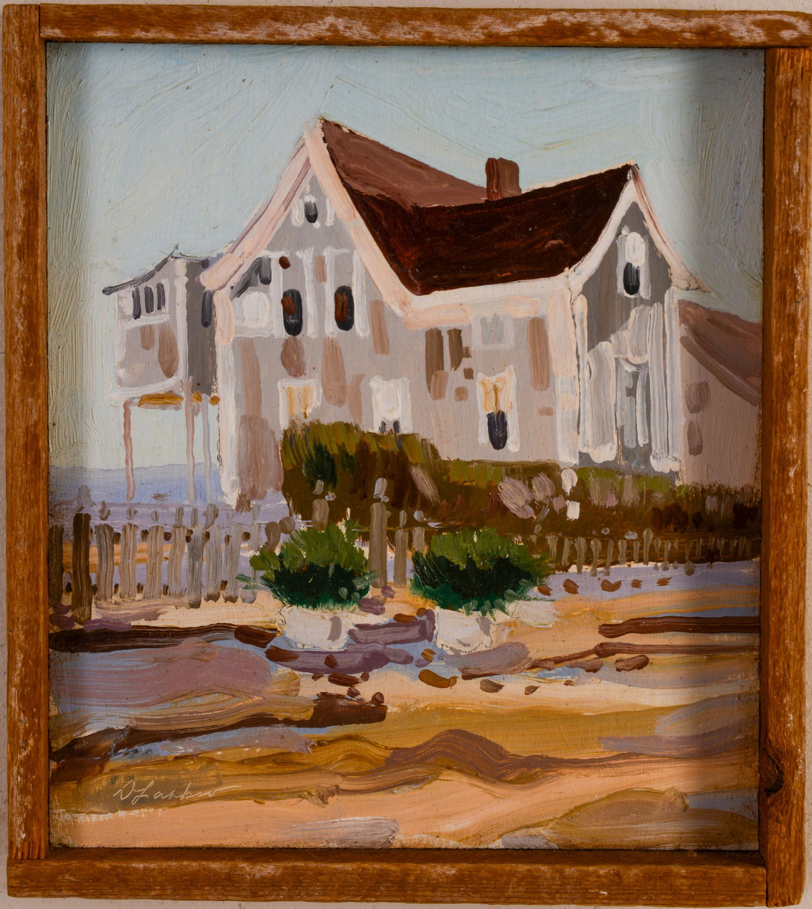 David Laakso. House By The Sea.: Oil on board, 8 x 7 inches.