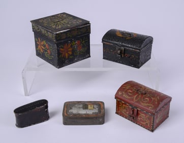 Four Toleware Boxes.
