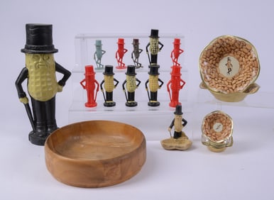 Mr. Peanut Cast Metal Coin Bank and Dish