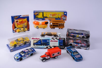 Group of Metal Advertising Cars and Trucks
