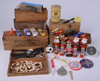 Eight Vintage Kraft and Philadelphia Cream Cheese Wood Boxes