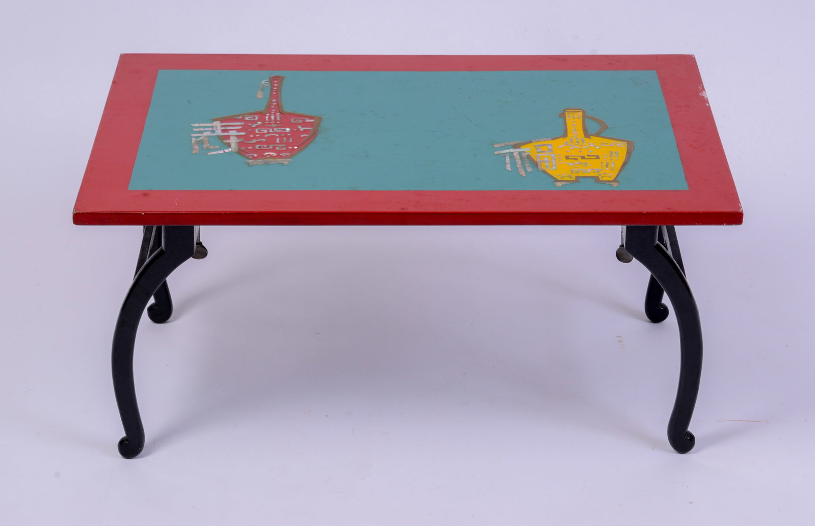 Korean Folding Tray.: Height 10.5 inches, width 21.5 inches, depth 13 inches.