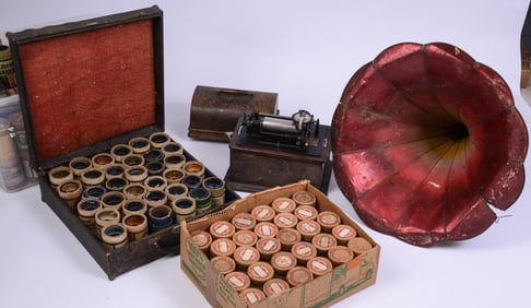 Edison Standard Phonograph, Horn and Cylinders.