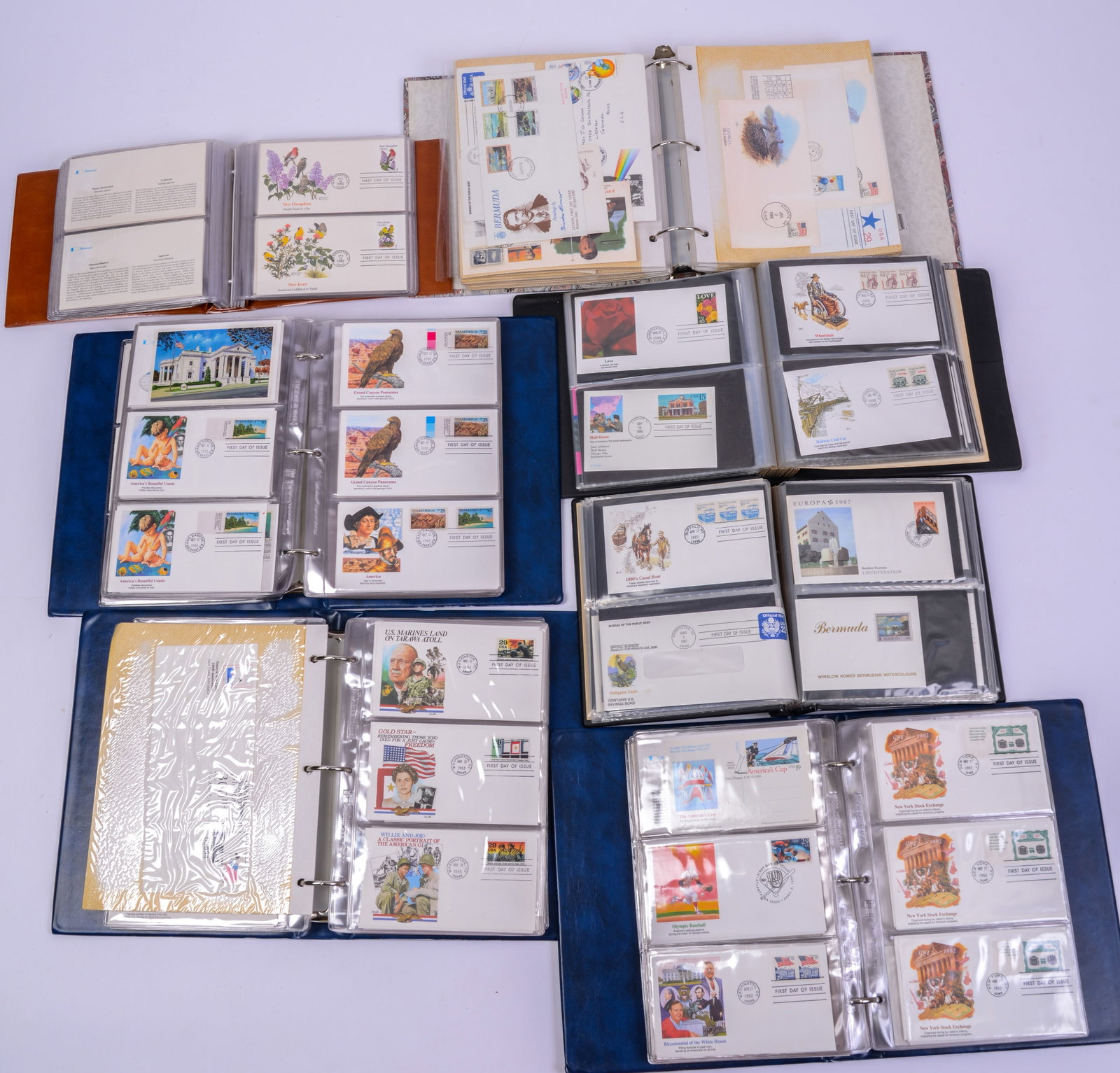 Seven First Day Cover Albums.: American, approximately 1970-1990.