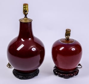 Two Red Glaze Chinese Lamps.