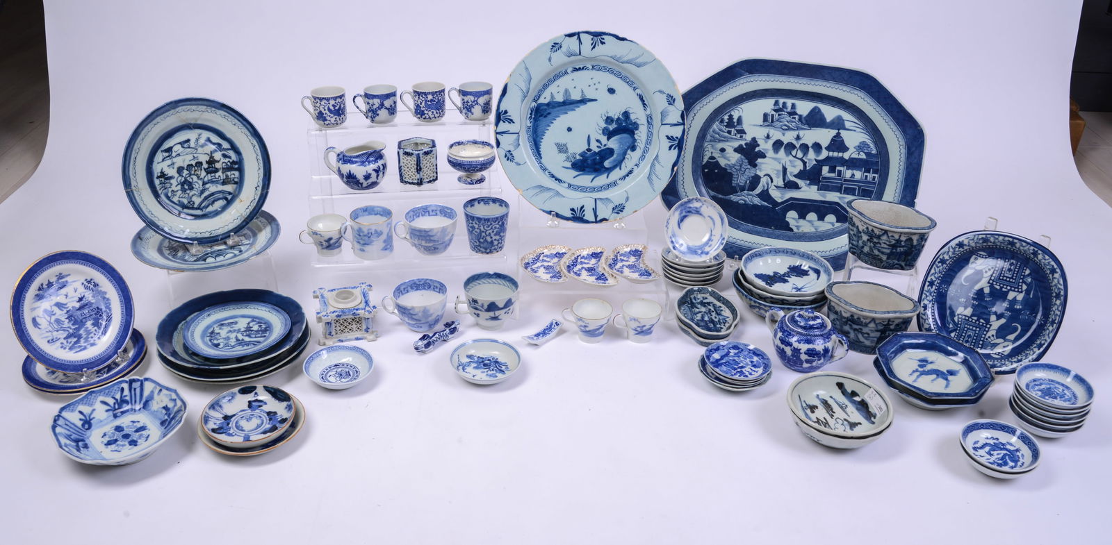 Large Group of Chinese Blue & White Porcelain. (1 of 15)