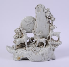 Chinese Porcelain Figural Group With Goats.