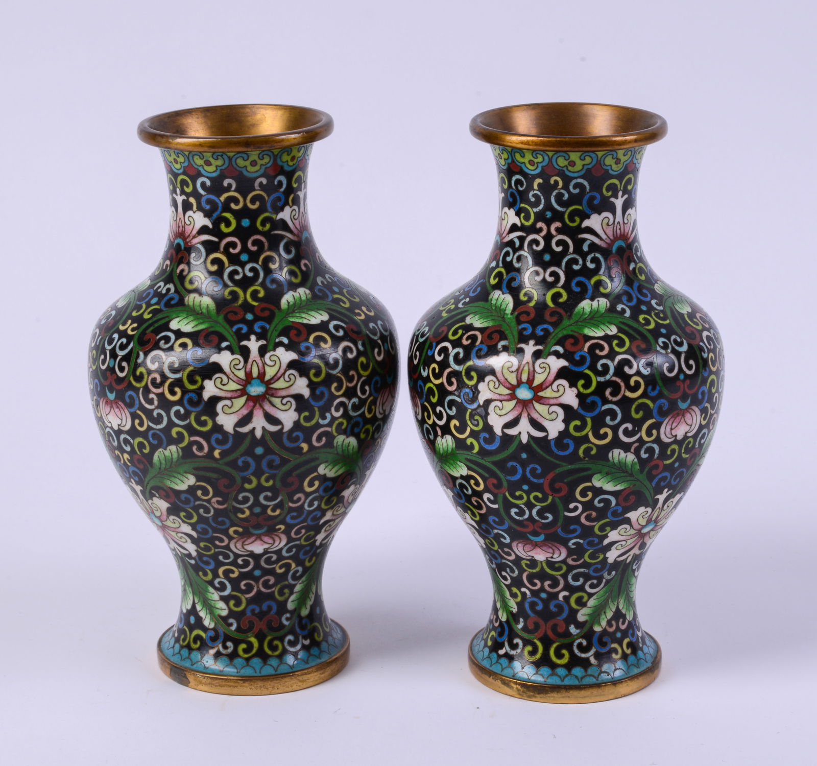 Pair of Chinese Cloissone Vases.: Height 8 inches. Good condition.