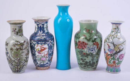 Five Chinese Porcelain Vases.