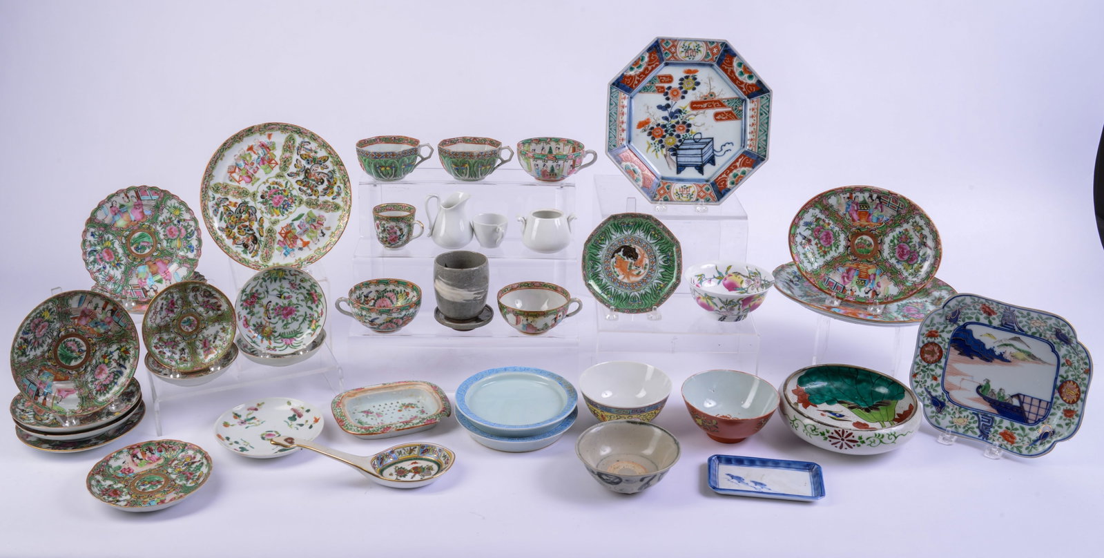 Collection of Chinese Porcelain.: Rose medallion and others. Some chips and cracks.