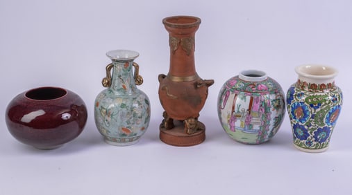 Five Chinese Porcelain Vases.