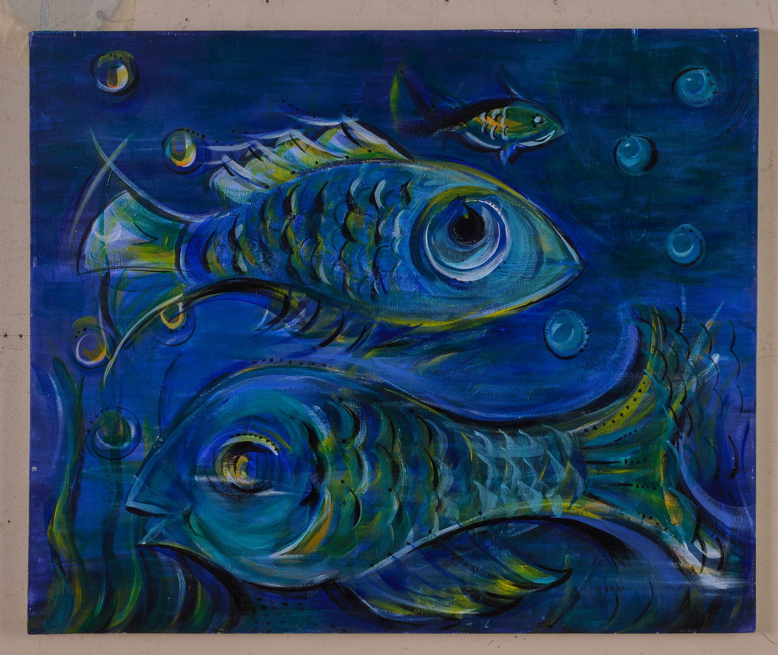 Contemporary Painting With Two Fish. (1 of 3)