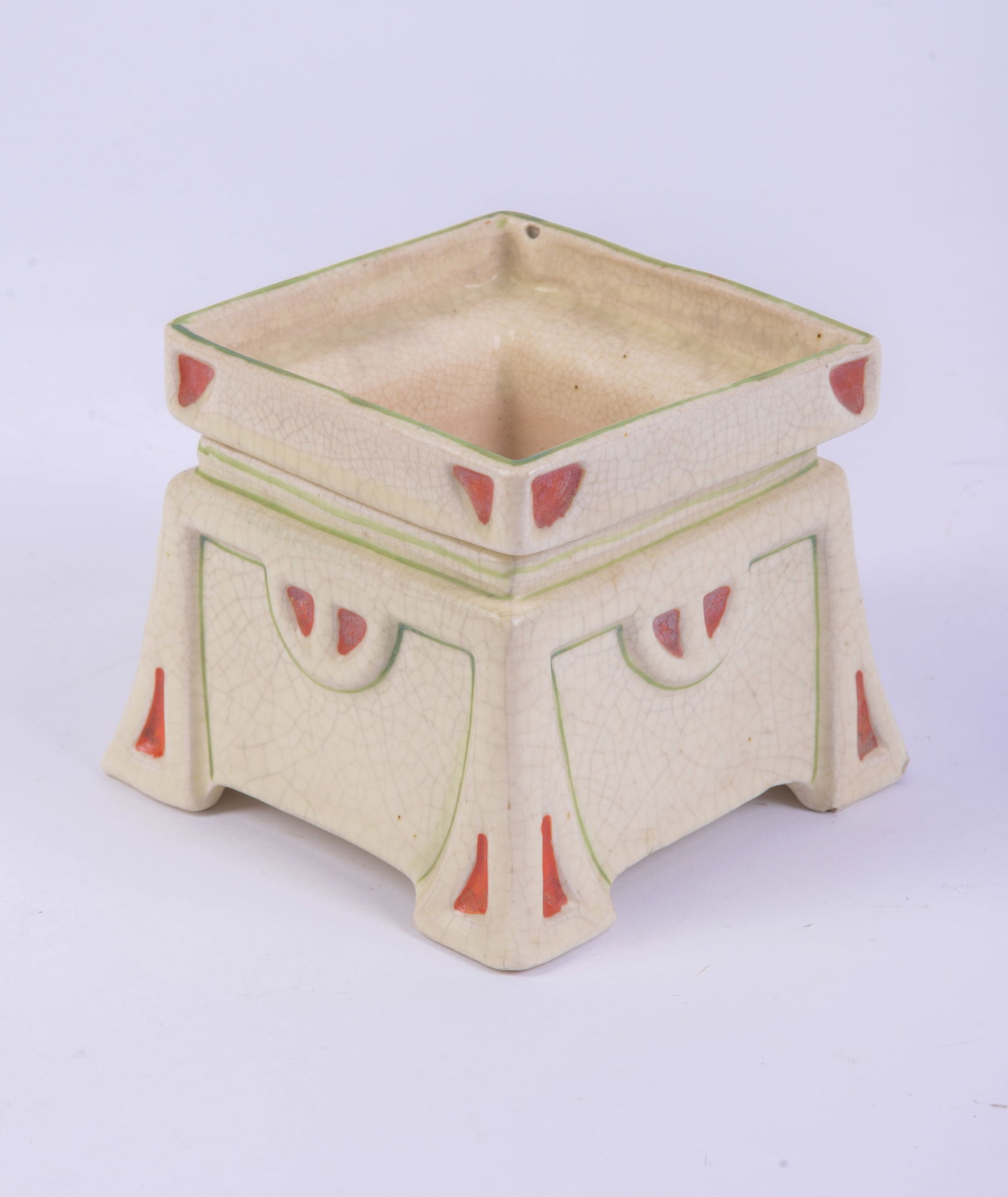 Roseville Pottery African Violet Planter.: Height 3.5 inches, width 4.5 inches. Some chips on base.