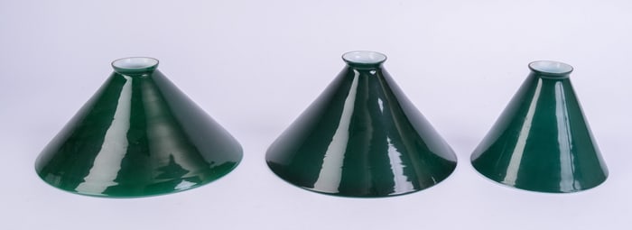 Three Glass Student Lamp Shades.