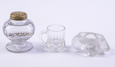 Two EAPG Salts and a Shot Glass.