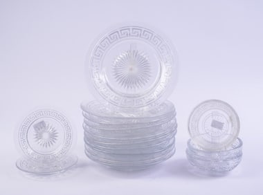 Group of Heisey Glass Greek Key Design Wares.