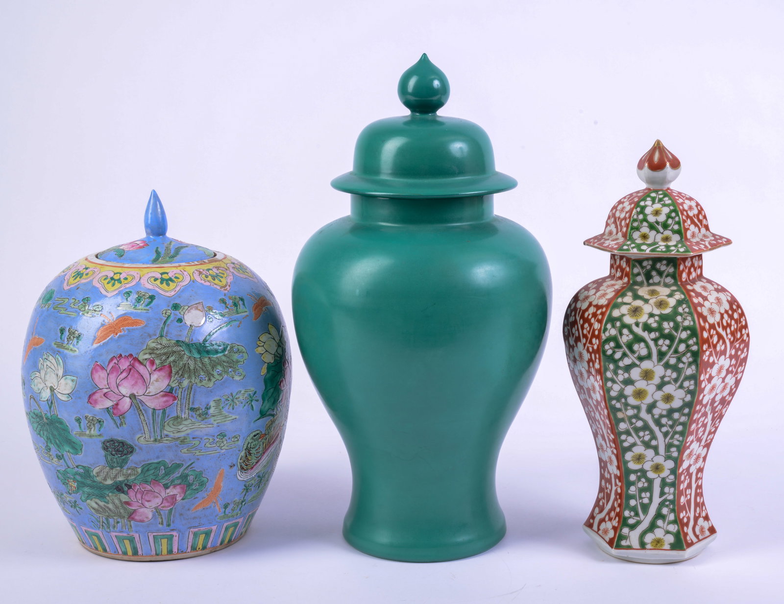 Three Chinese Lidded Jars. (1 of 4)