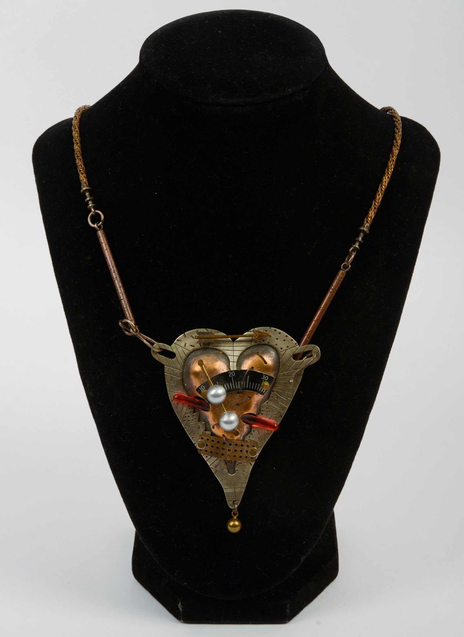 Thomas Mann Techno Romantic Heart Pendant.: Necklace length 20 inches, pendant 3 x 2.5 inches.