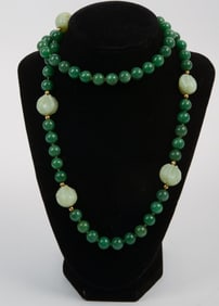 Jade and Green Bead Necklace.