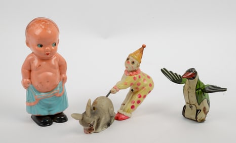 Three Vintage Wind Up Toys.