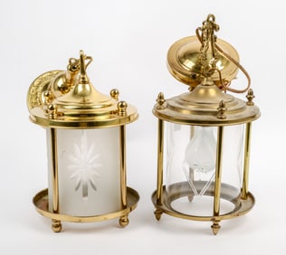 Two Brass Hanging Lamps