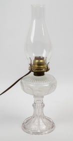 Small Pressed Glass Oil Lamp.