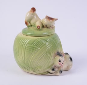 Mid Century Cookie Jar With Cats.