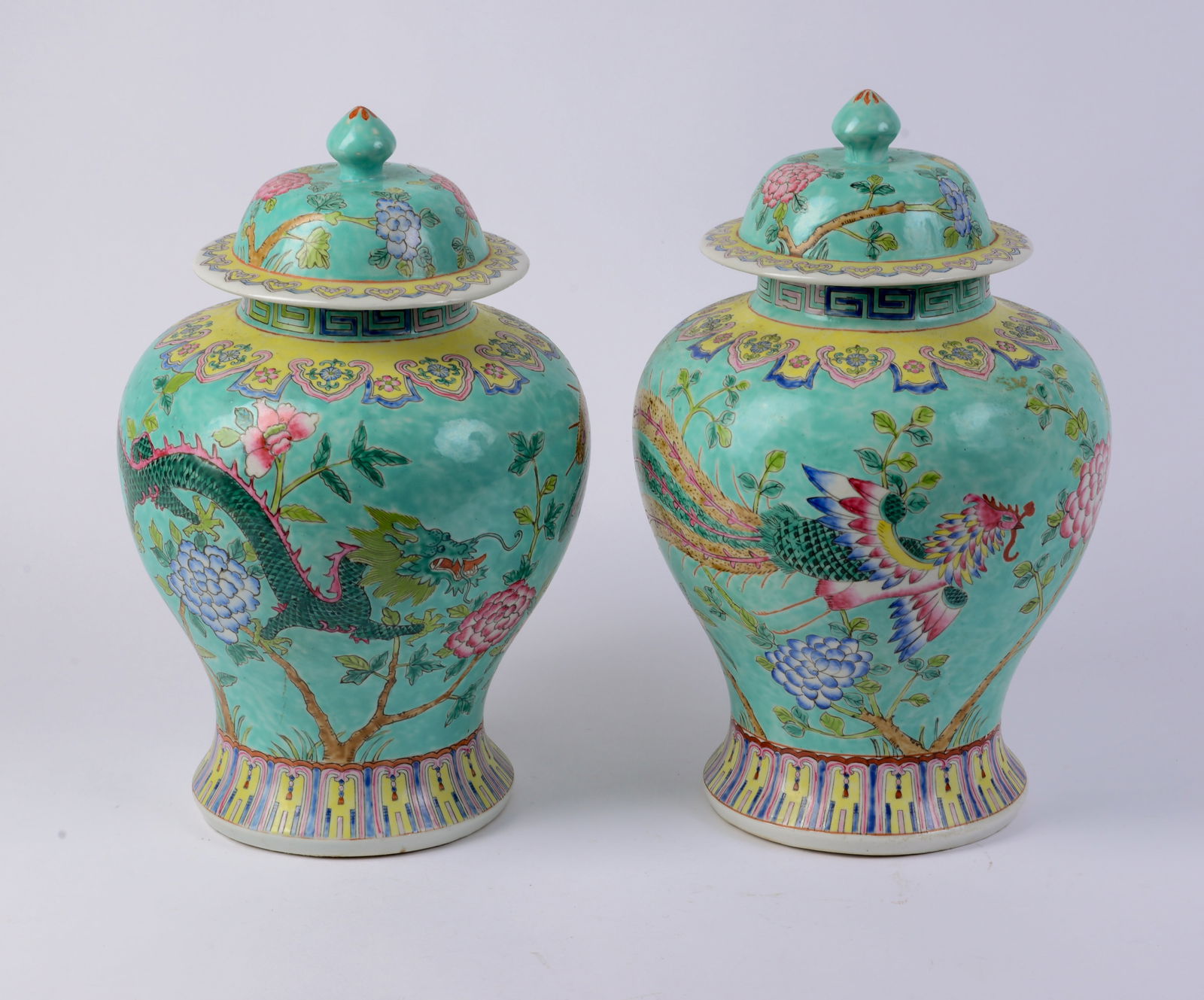 Two Large Chinese Covered Jars. (1 of 4)