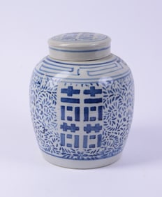 Large Chinese Blue and White Ginger Jar.