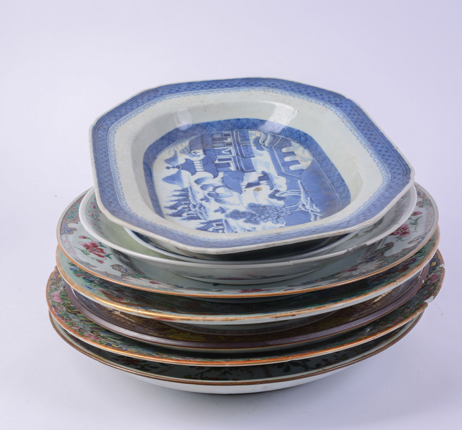 Eight Chinese Porcelain Platters. (1 of 12)